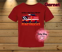 Easily Distracted By Firetrucks- YOUTH T SHIRT