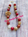 Gold Rose Christmas Chunky Necklace