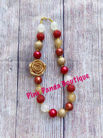 Gold Rose Christmas Chunky Necklace