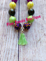 Green Tassel Chunky Necklace