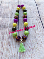 Green Tassel Chunky Necklace