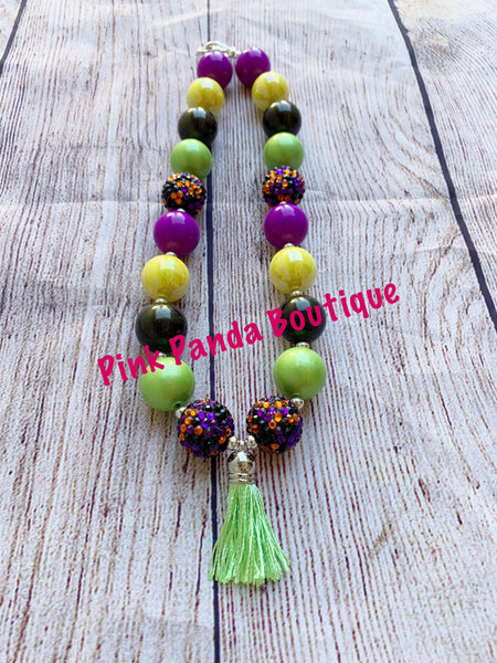 Green Tassel Chunky Necklace